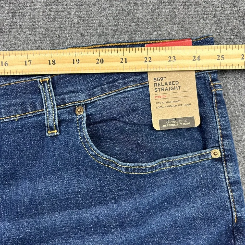 Levi's 559 Relaxed Straight Jeans Men 50x34 Dark Wash Stretch Blue Denim Pants